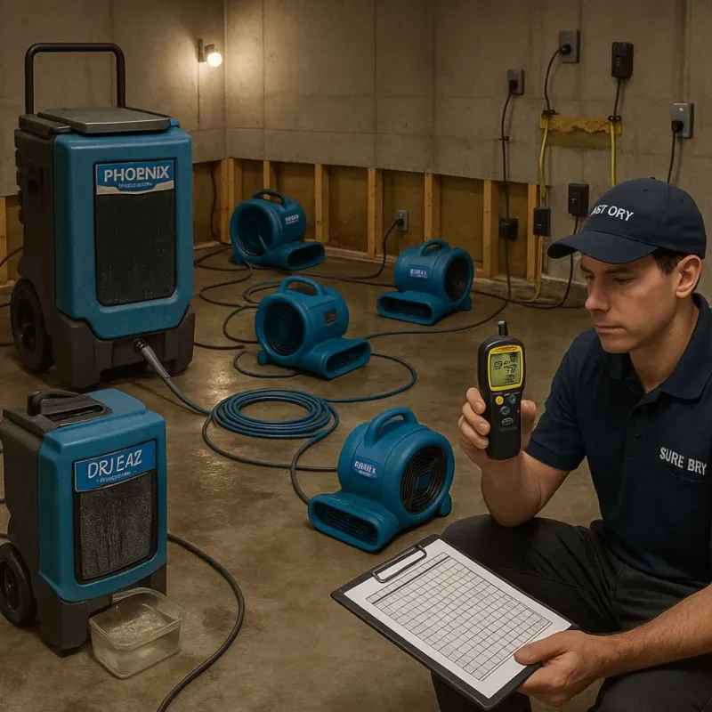Structural Drying and Dehumidification process in Prairie du Sac, WI